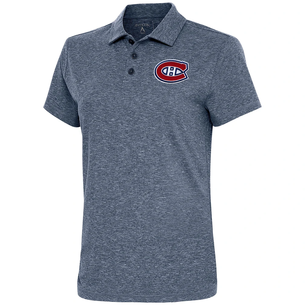 Women's Antigua Heather Navy Montreal Canadiens Motivated Polo