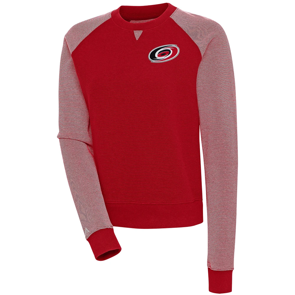 Women's Antigua Red/White Carolina Hurricanes Flier Bunker Pullover Sweatshirt