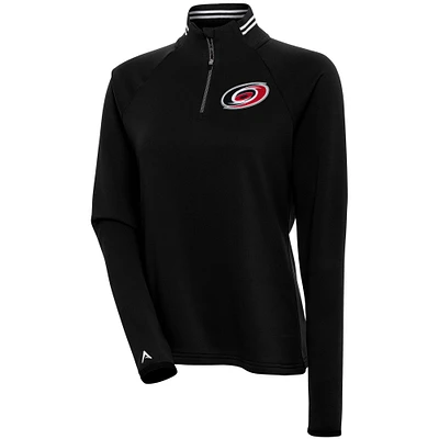 Women's Antigua Black Carolina Hurricanes Milo Quarter-Zip Pullover Top