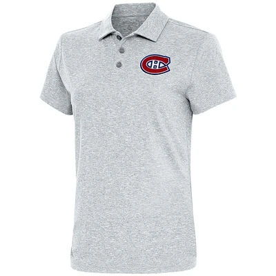 Women's Antigua Heather Gray Montreal Canadiens Motivated Polo
