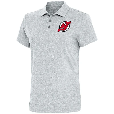 Women's Antigua Heather Gray New Jersey Devils Motivated Polo