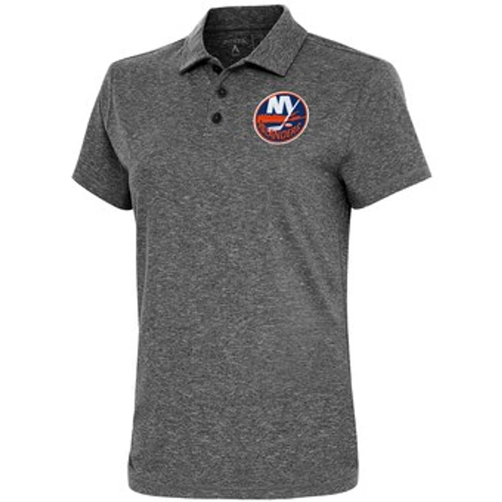 Women's Antigua Heather Black New York Islanders Motivated Polo