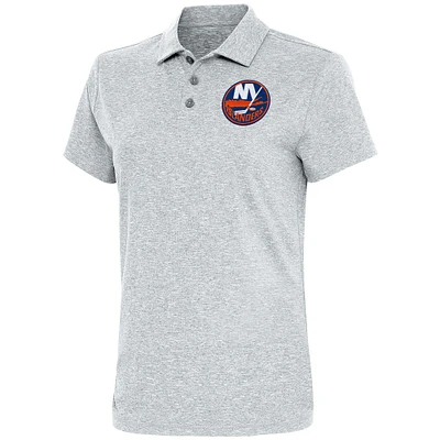 Women's Antigua Heather Gray New York Islanders Motivated Polo