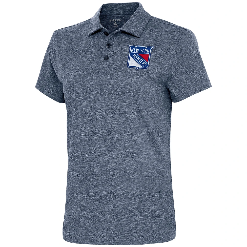 Women's Antigua Heather Navy New York Rangers Motivated Polo
