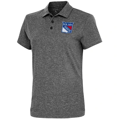 Women's Antigua Heather Black New York Rangers Motivated Polo