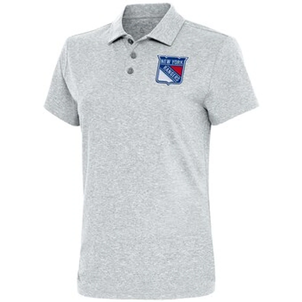 Women's Antigua Heather Gray New York Rangers Motivated Polo