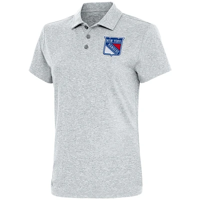 Women's Antigua Heather Gray New York Rangers Motivated Polo