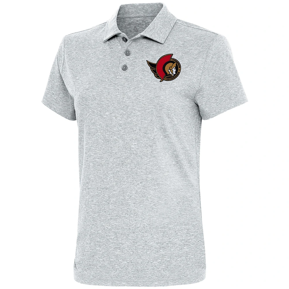 Women's Antigua Heather Gray Ottawa Senators Motivated Polo