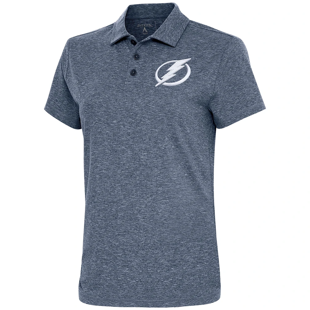 Women's Antigua Heather Navy Tampa Bay Lightning Motivated Polo