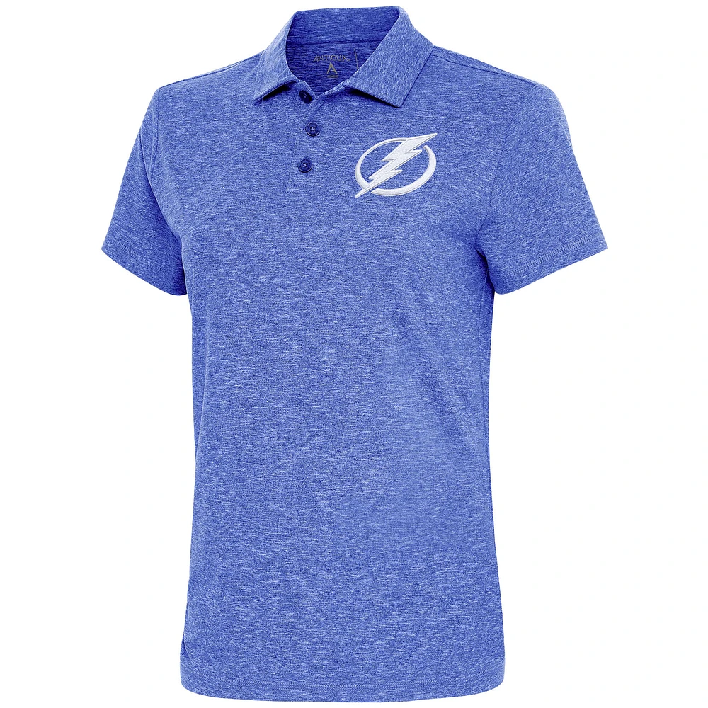 Women's Antigua Heather Blue Tampa Bay Lightning Motivated Polo