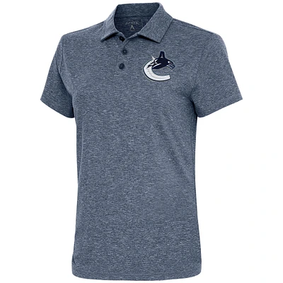 Women's Antigua Heather Navy Vancouver Canucks Motivated Polo
