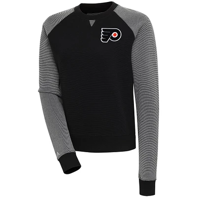 Women's Antigua Black/White Philadelphia Flyers Flier Bunker Pullover Sweatshirt