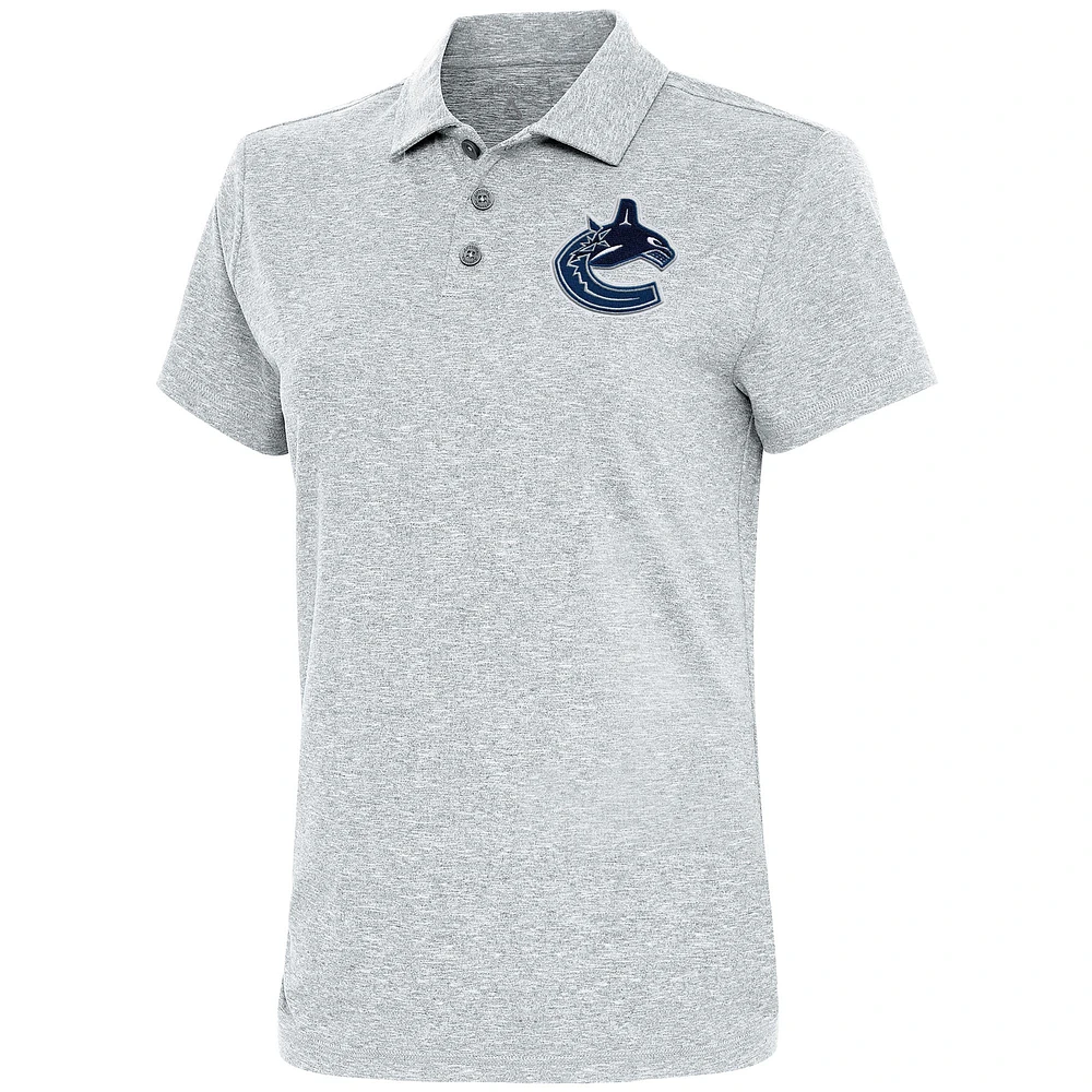 Women's Antigua Heather Gray Vancouver Canucks Motivated Polo