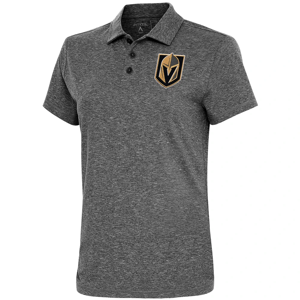 Women's Antigua Heather Black Vegas Golden Knights Motivated Polo