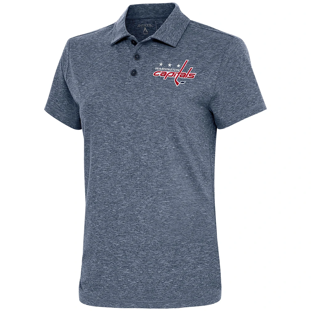 Women's Antigua Heather Navy Washington Capitals Motivated Polo