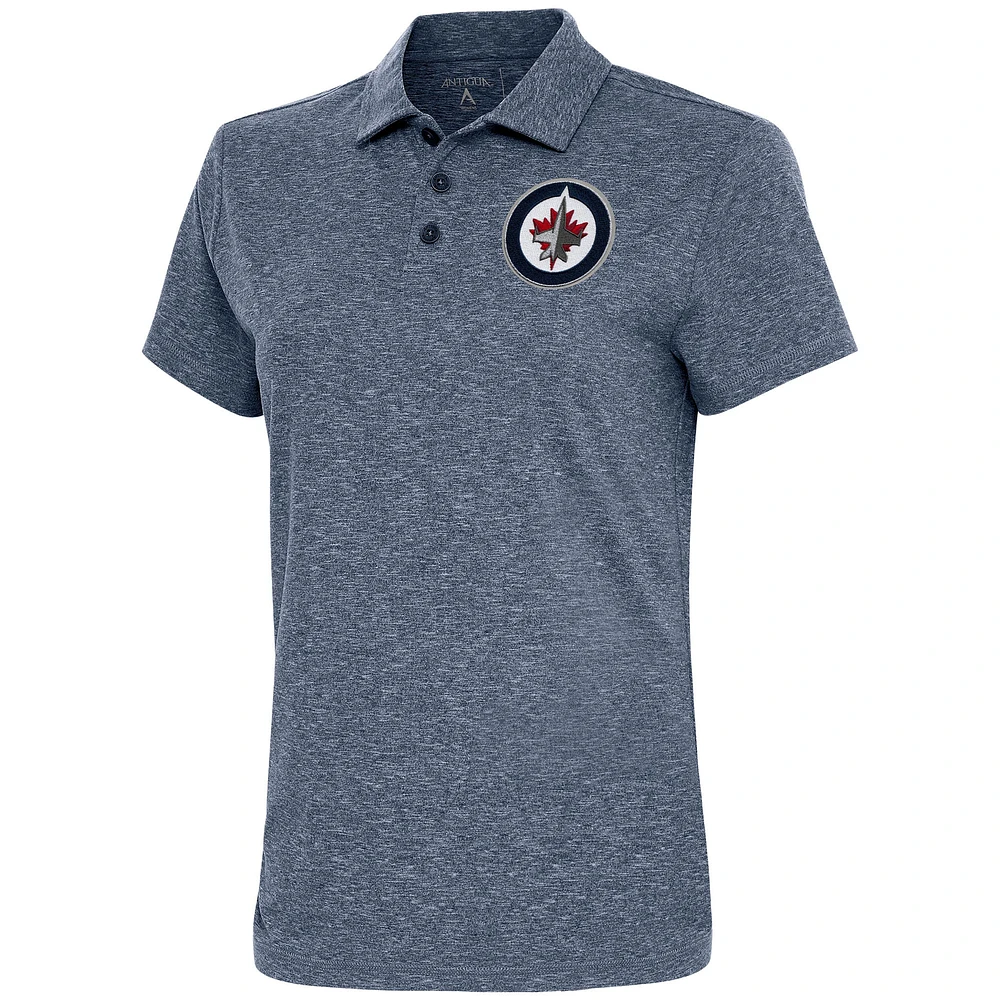 Women's Antigua Heather Navy Winnipeg Jets Motivated Polo