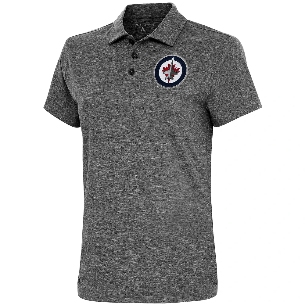Women's Antigua Heather Black Winnipeg Jets Motivated Polo