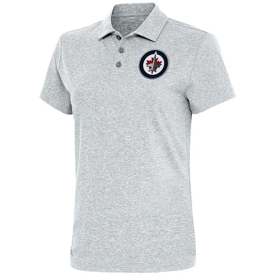 Women's Antigua Heather Gray Winnipeg Jets Motivated Polo