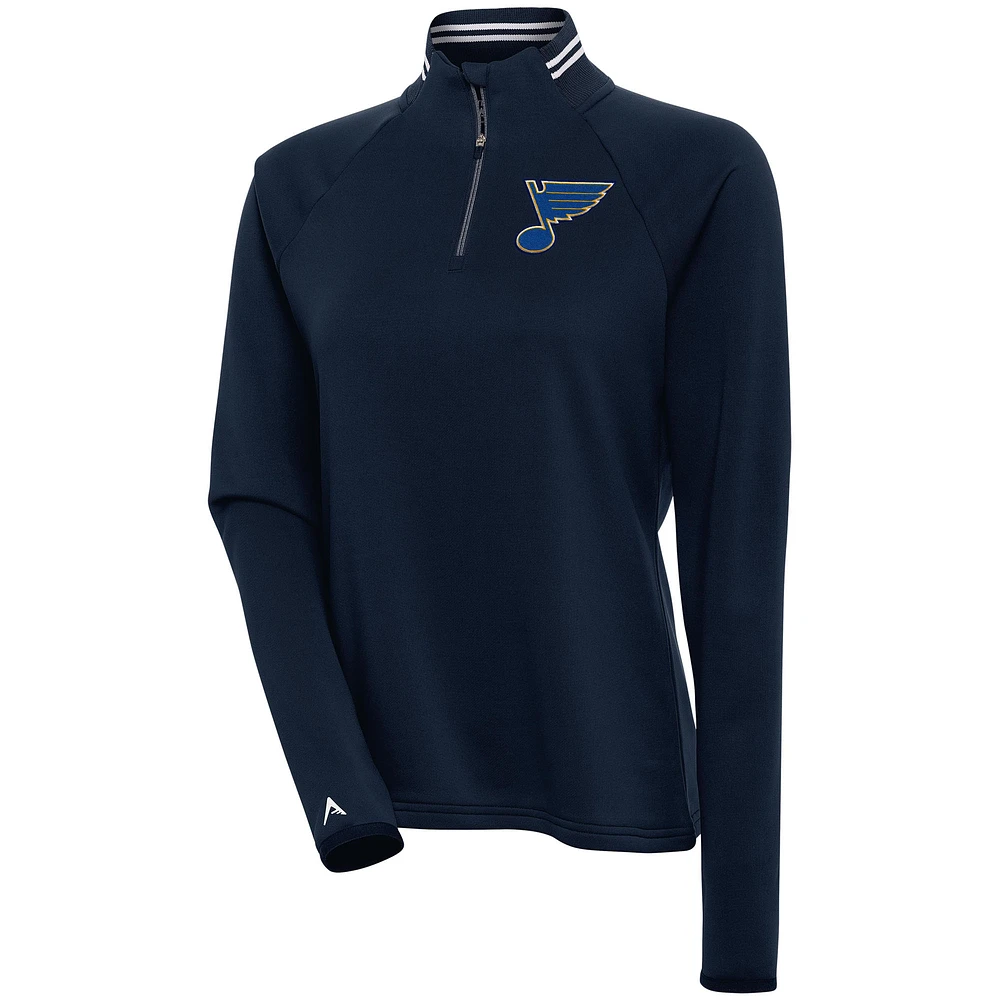 Women's Antigua Navy St. Louis Blues Milo Quarter-Zip Pullover Top