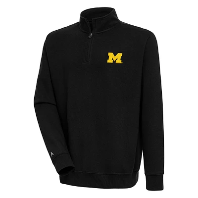 Men's Antigua Black Michigan Wolverines Victory Quarter-Zip Pullover Top