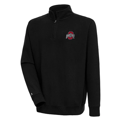 Men's Antigua Black Ohio State Buckeyes Victory Quarter-Zip Pullover Top