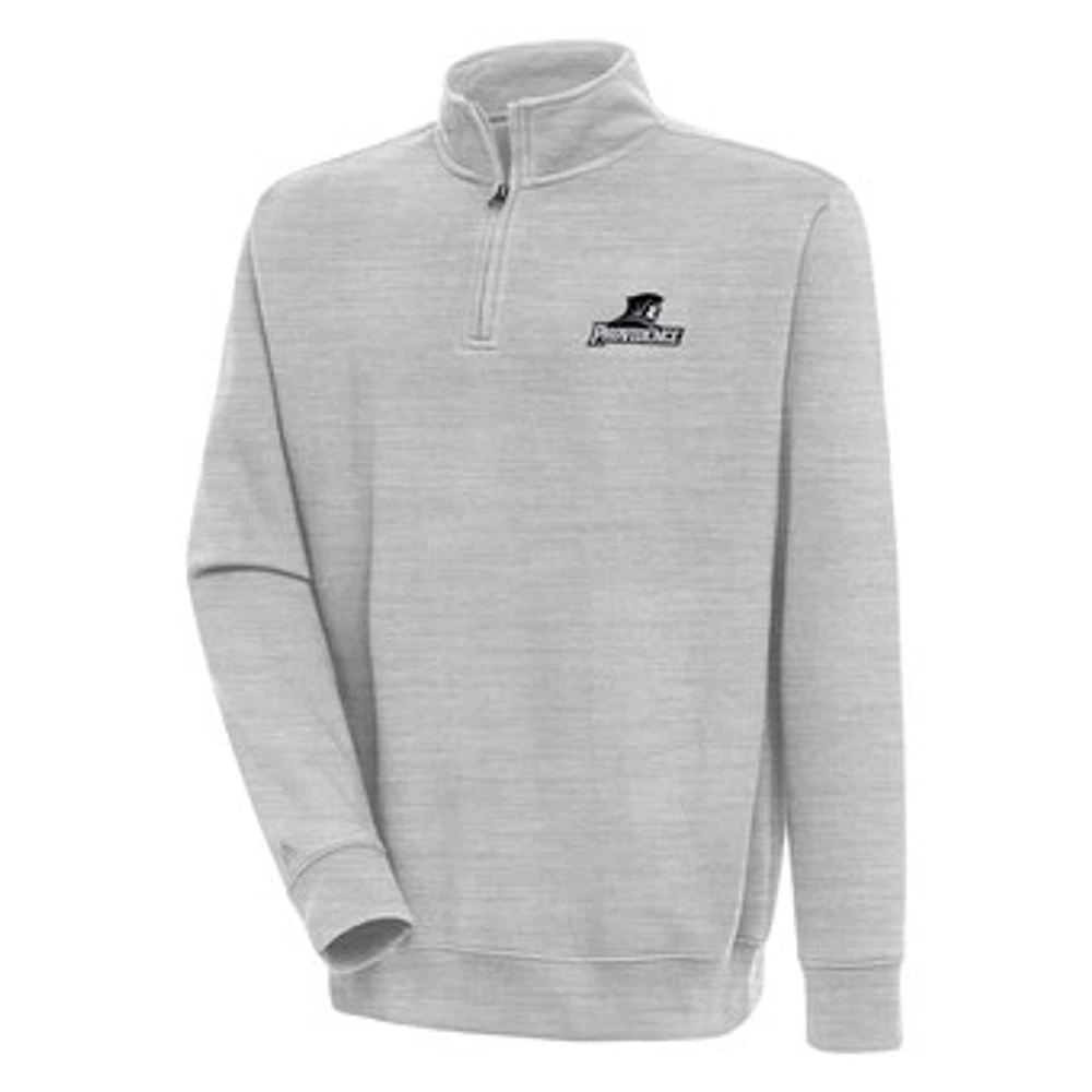 Men's Antigua Heather Gray Providence Friars Victory Quarter-Zip Pullover Top