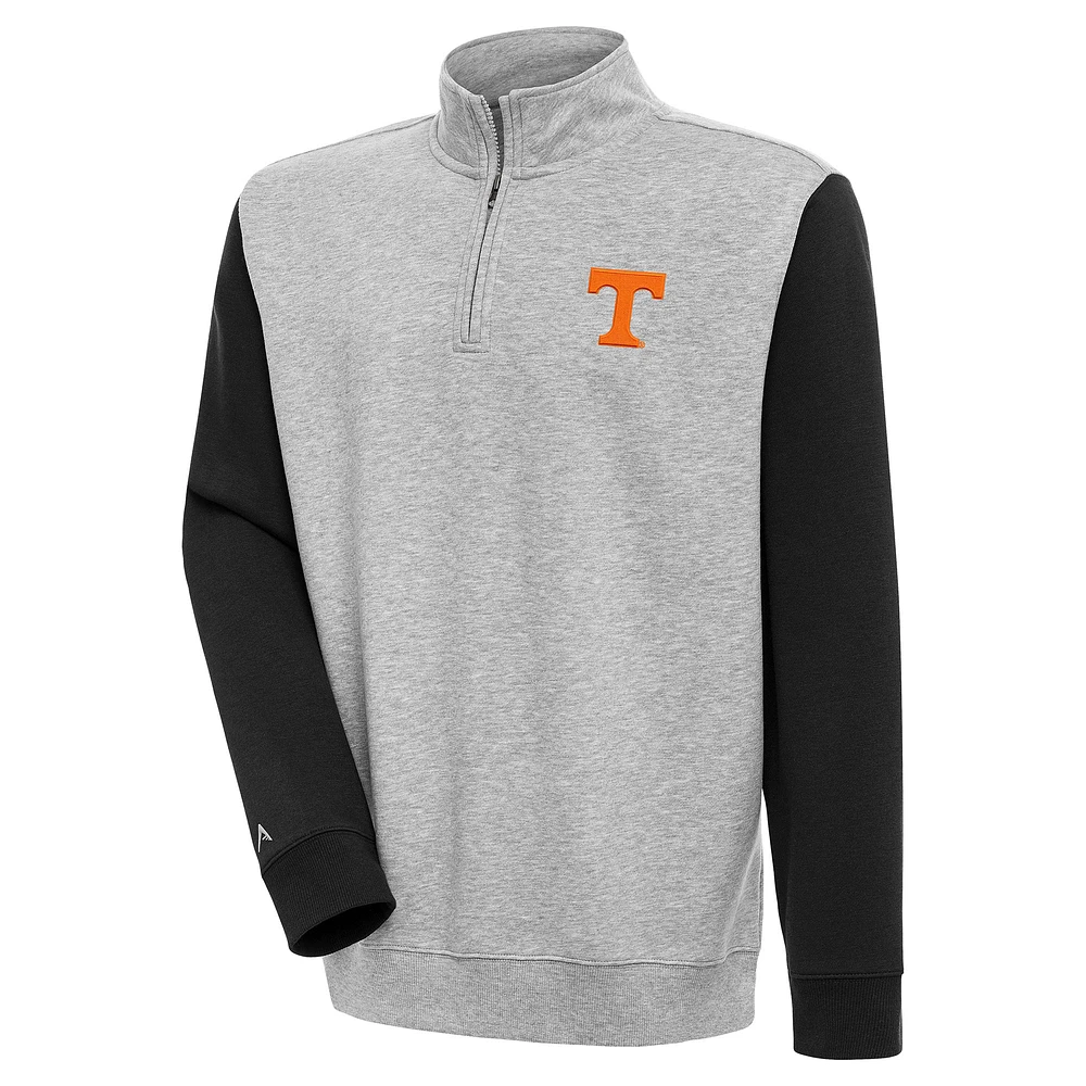 Men's Antigua Heather Gray Tennessee Volunteers Victory Quarter-Zip Pullover Top