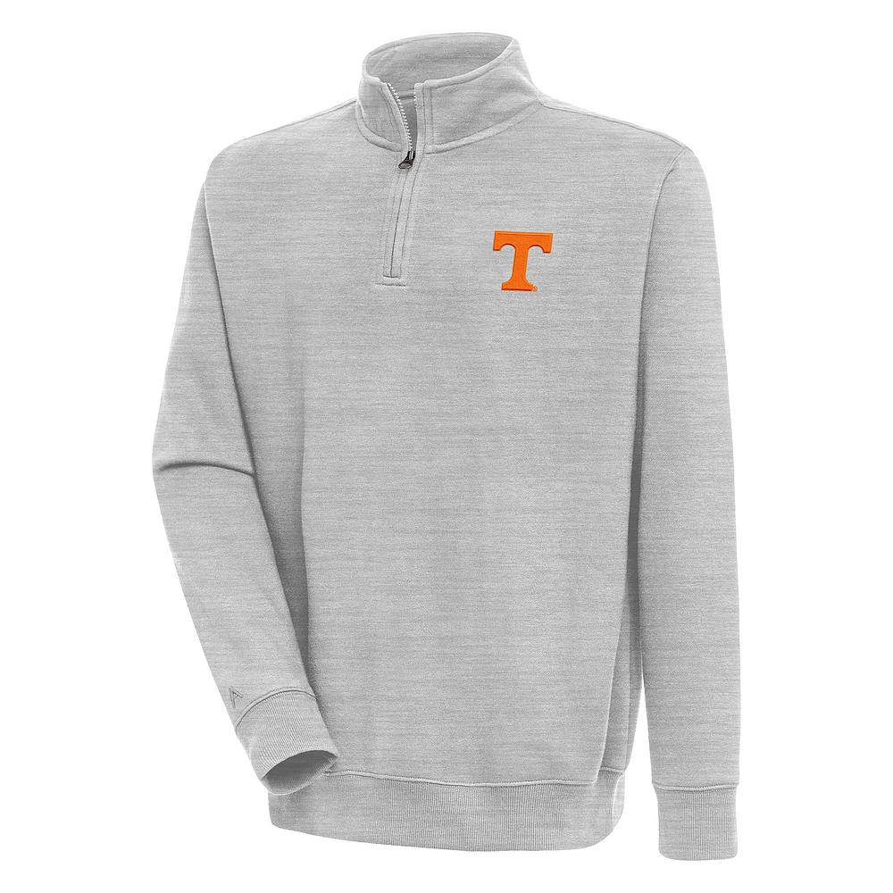 Men's Antigua Heather Gray Tennessee Volunteers Victory Quarter-Zip Pullover Top