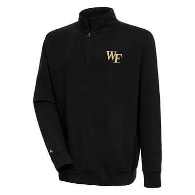 Men's Antigua Black Wake Forest Demon Deacons Victory Quarter-Zip Pullover Top