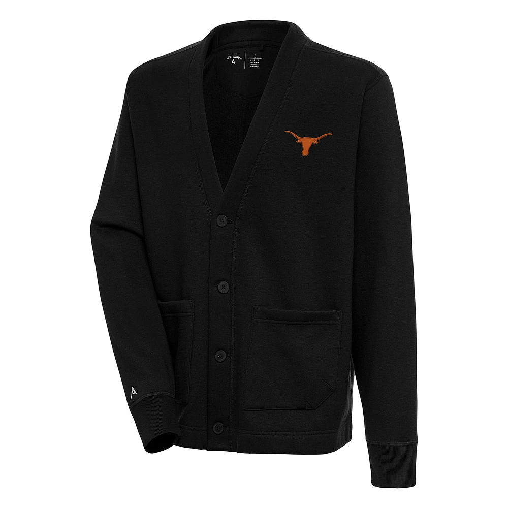 Men's Antigua Black Texas Longhorns Victory Cardigan