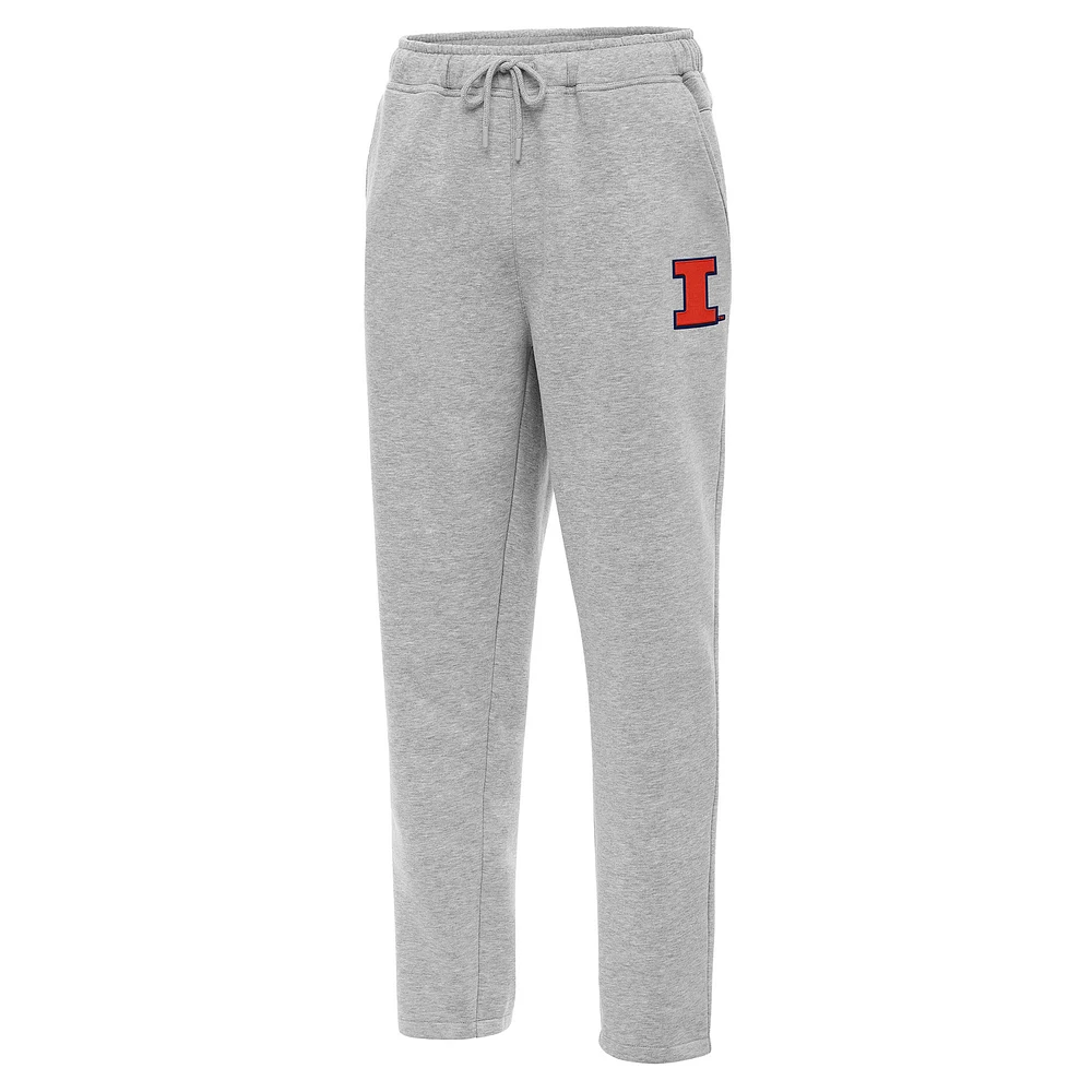 Men's Antigua Heather Gray Illinois Fighting Illini Victory Sweatpants