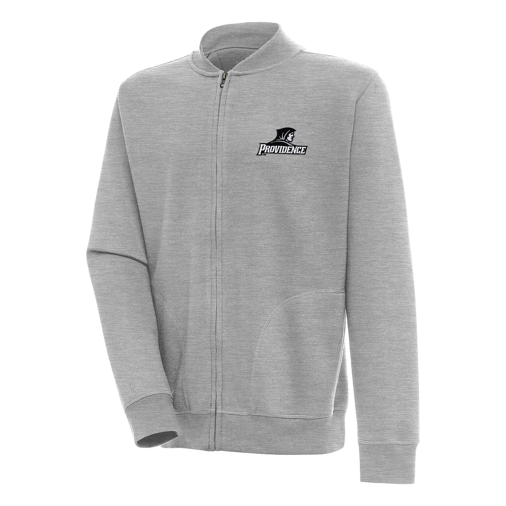 Men's Antigua Heather Gray Providence Friars Victory Full-Zip Jacket