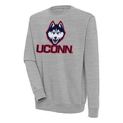 Men's Antigua Heather Gray UConn Huskies Victory Pullover Sweatshirt
