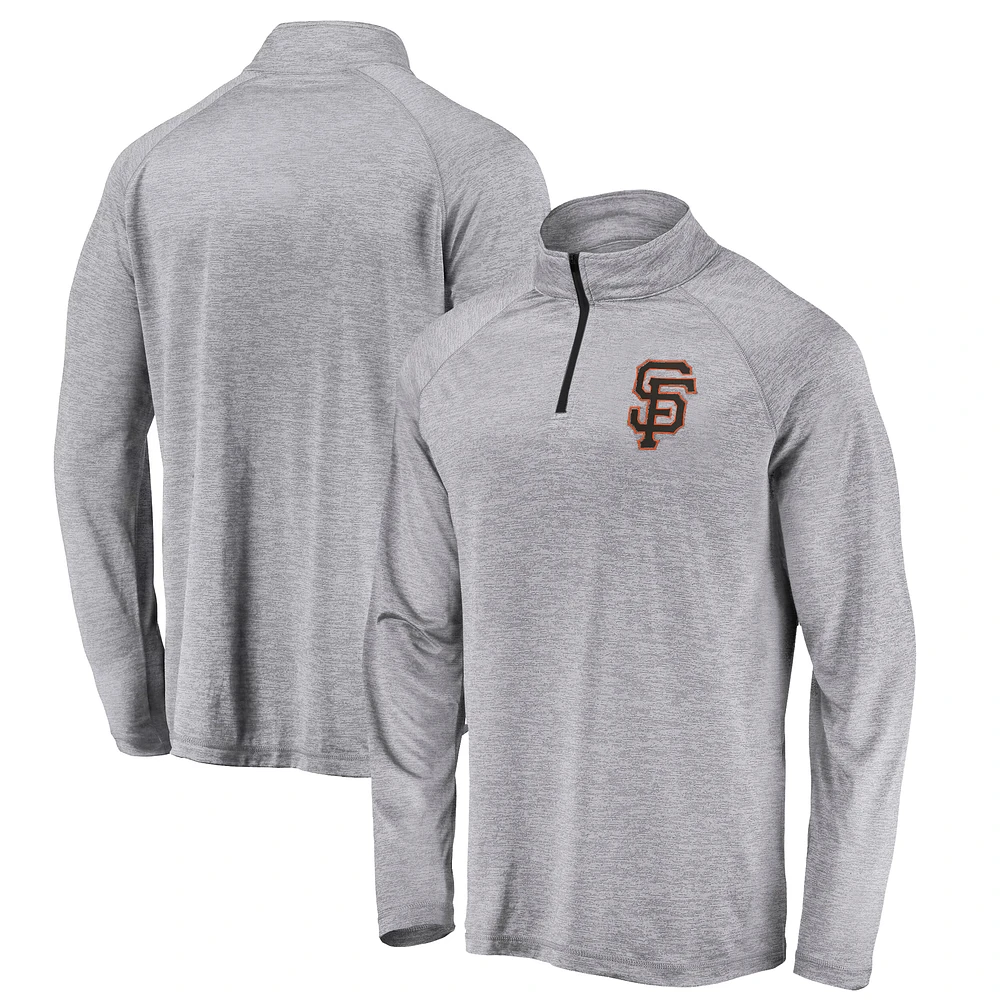 Men's Profile Heather Gray San Francisco Giants Big & Tall Raglan Quarter-Zip Top