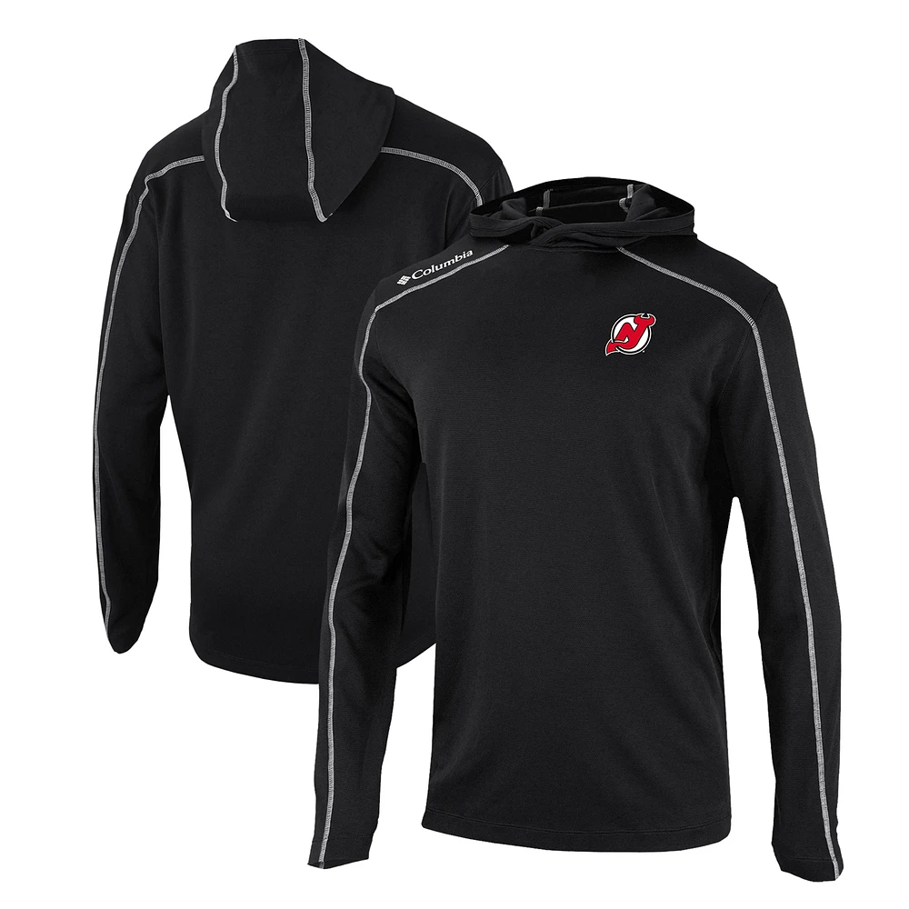 Men's Columbia Black New Jersey Devils Omni-Wick Shotgun Long Sleeve Hoodie T-Shirt