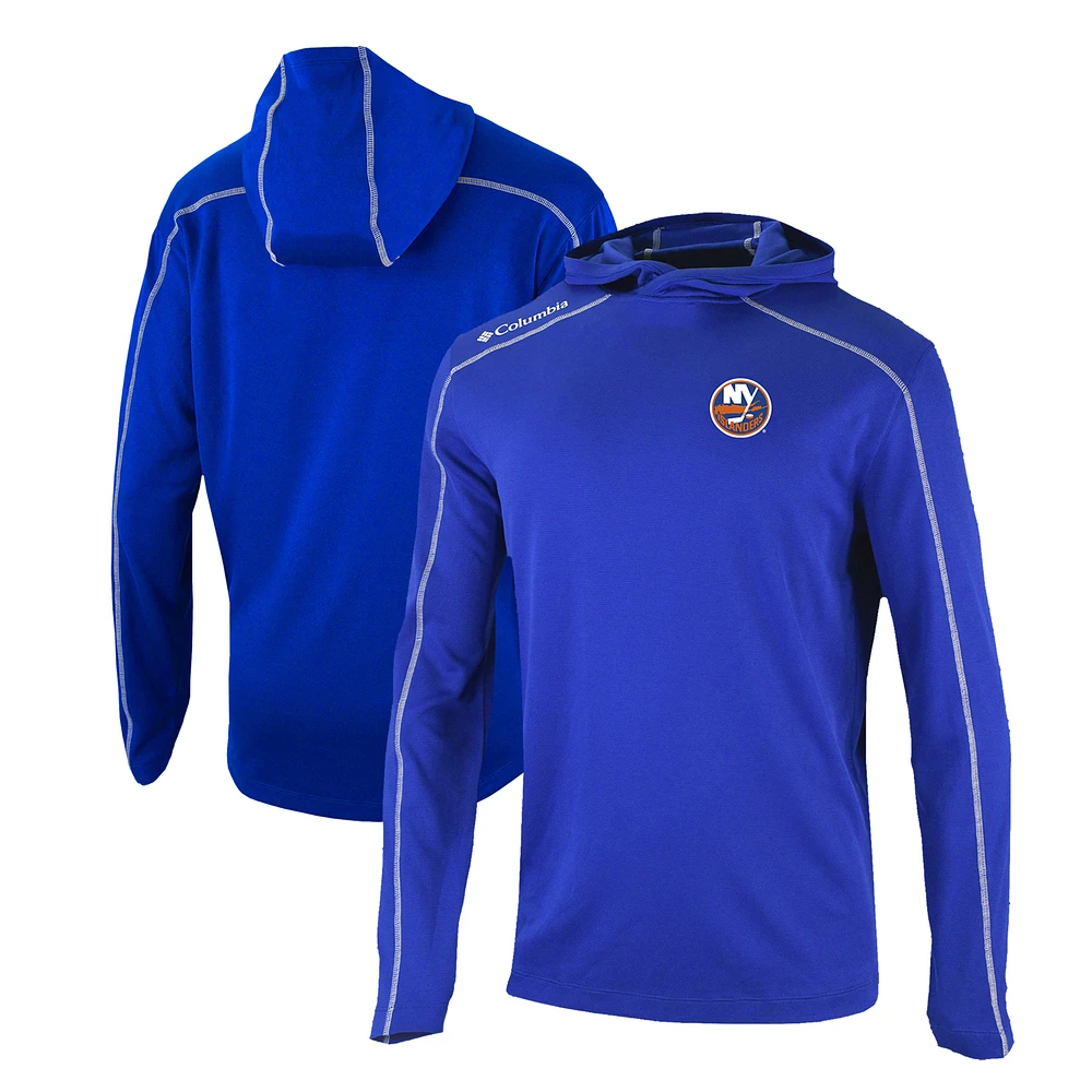 Men's Columbia Blue New York Islanders Omni-Wick Shotgun Long Sleeve Hoodie T-Shirt