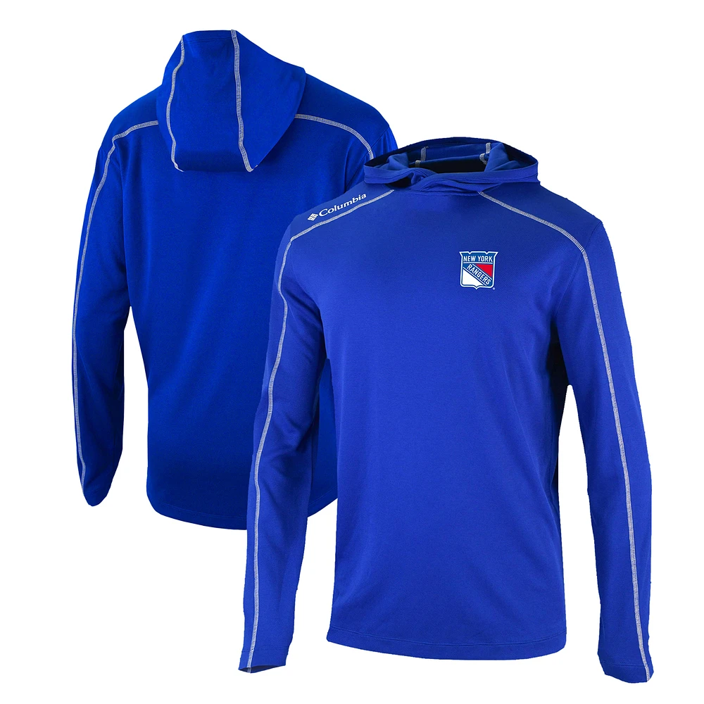 Men's Columbia Blue New York Rangers Omni-Wick Shotgun Long Sleeve Hoodie T-Shirt