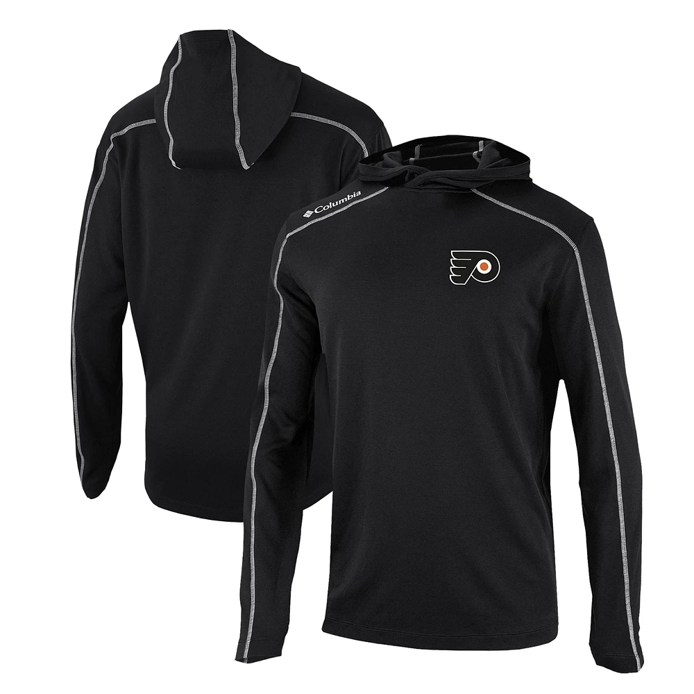 Men's Columbia Black Philadelphia Flyers Omni-Wick Shotgun Long Sleeve Hoodie T-Shirt