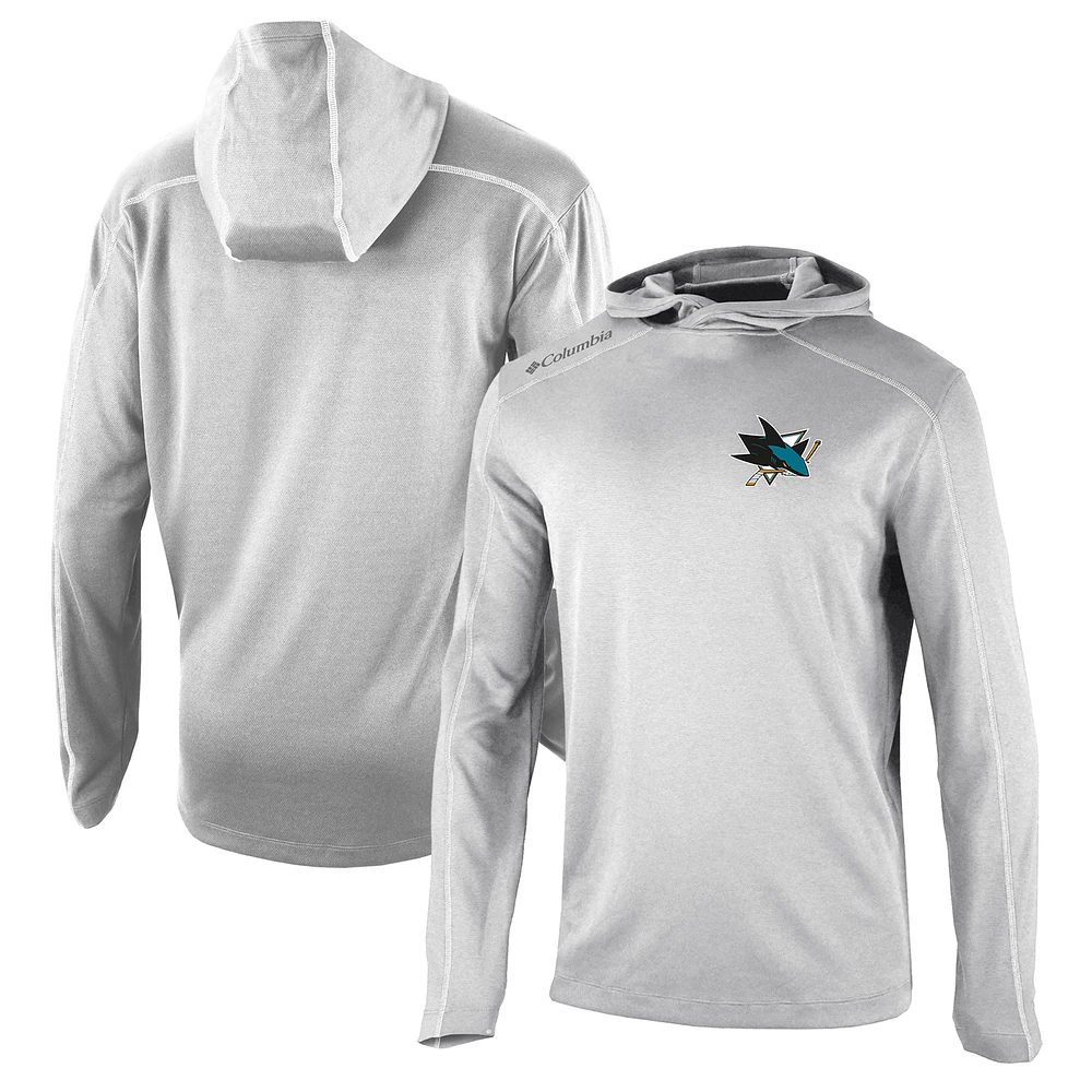 Men's Columbia Gray San Jose Sharks Omni-Wick Shotgun Long Sleeve Hoodie T-Shirt