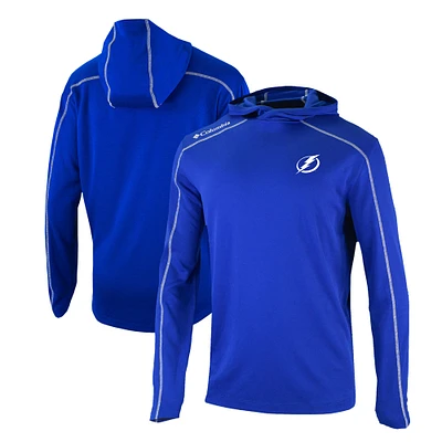 Men's Columbia Blue Tampa Bay Lightning Omni-Wick Shotgun Long Sleeve Hoodie T-Shirt