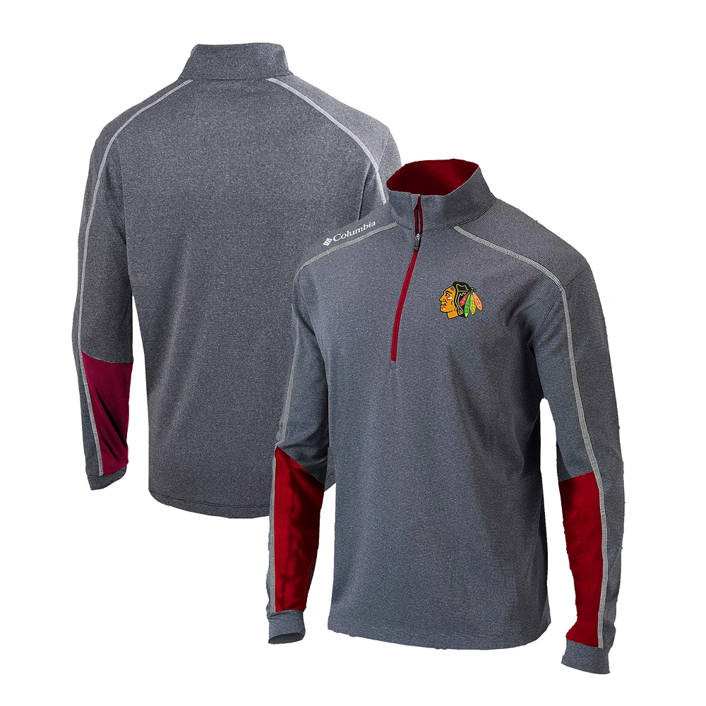 Men's Columbia Gray/Red Chicago Blackhawks Omni-Wick Shotgun 2.0 Quarter-Zip Pullover Top