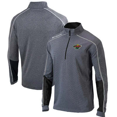 Men's Columbia Gray/Black Minnesota Wild Omni-Wick Shotgun 2.0 Quarter-Zip Pullover Top
