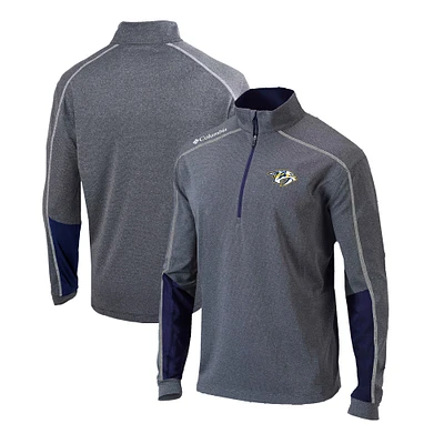Men's Columbia Gray/Navy Nashville Predators Omni-Wick Shotgun 2.0 Quarter-Zip Pullover Top