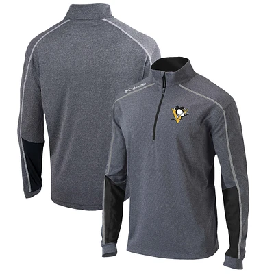 Men's Columbia Gray/Black Pittsburgh Penguins Omni-Wick Shotgun 2.0 Quarter-Zip Pullover Top