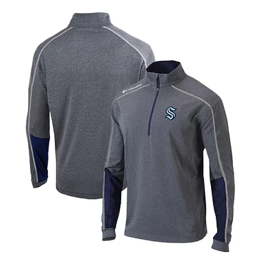 Men's Columbia Gray/Navy Seattle Kraken Omni-Wick Shotgun 2.0 Quarter-Zip Pullover Top