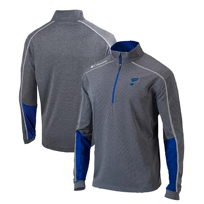 Men's Columbia Gray/Blue St. Louis Blues Omni-Wick Shotgun 2.0 Quarter-Zip Pullover Top