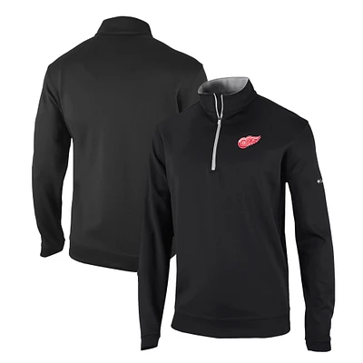 Men's Columbia Black Detroit Red Wings Omni-Wick Wickhams Hills Half-Zip Pullover Top
