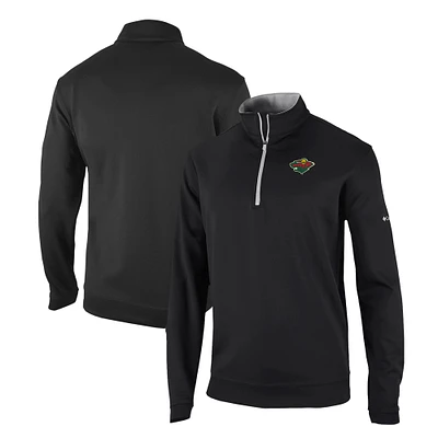 Men's Columbia Black Minnesota Wild Omni-Wick Wickhams Hills Half-Zip Pullover Top