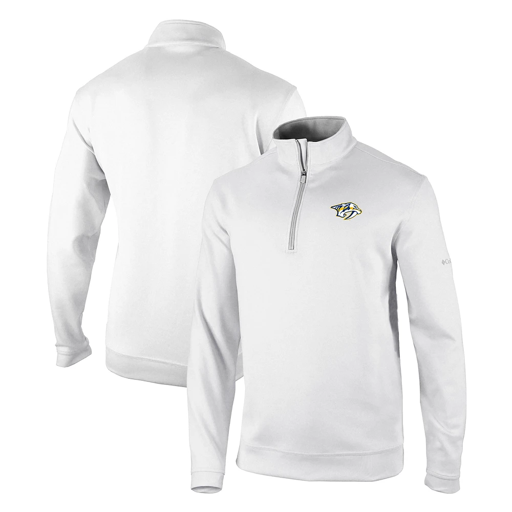 Men's Columbia White Nashville Predators Omni-Wick Wickhams Hills Half-Zip Pullover Top
