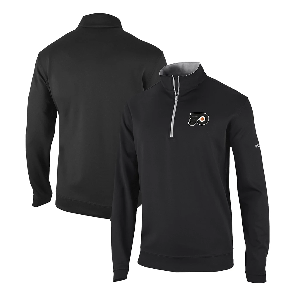 Men's Columbia Black Philadelphia Flyers Omni-Wick Wickhams Hills Half-Zip Pullover Top